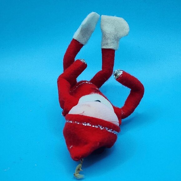 1950s Pixie Knee Hugger Elf Ornament Red White Poseable 5" Sockinette - Picture 9 of 11